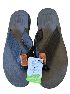Kuailu Black Canvas Flip Flop Sandals Mens 45 (11/11.5) NWT